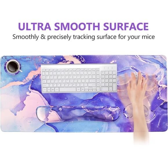 Keyboard Mouse Pad Set, Large Gaming Mousepad + Memory Foam - Picture 4 of 8